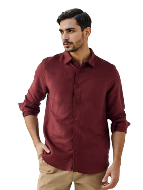 Image for Men's Plain Dress Shirt,Burgundy