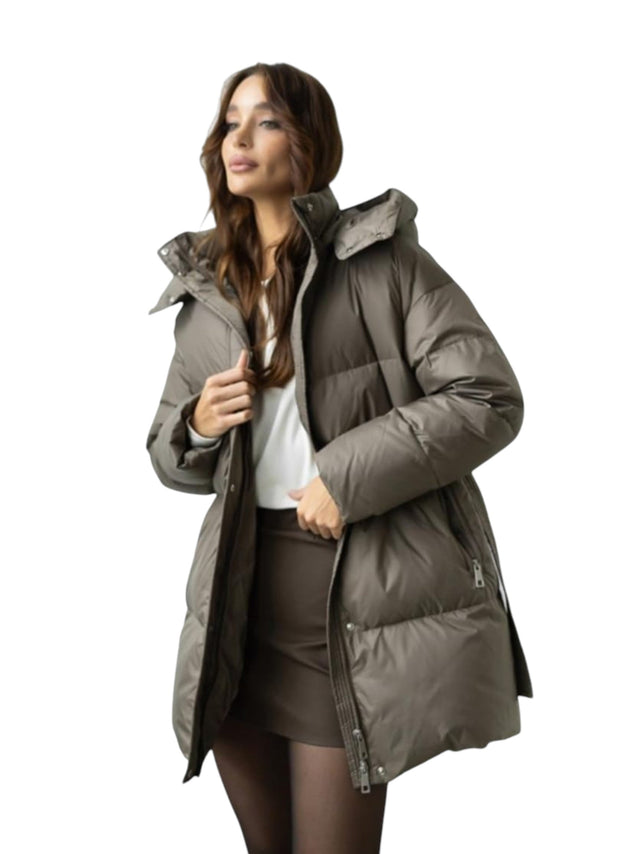 Image for Women's Quilted Long Jacket,Brown