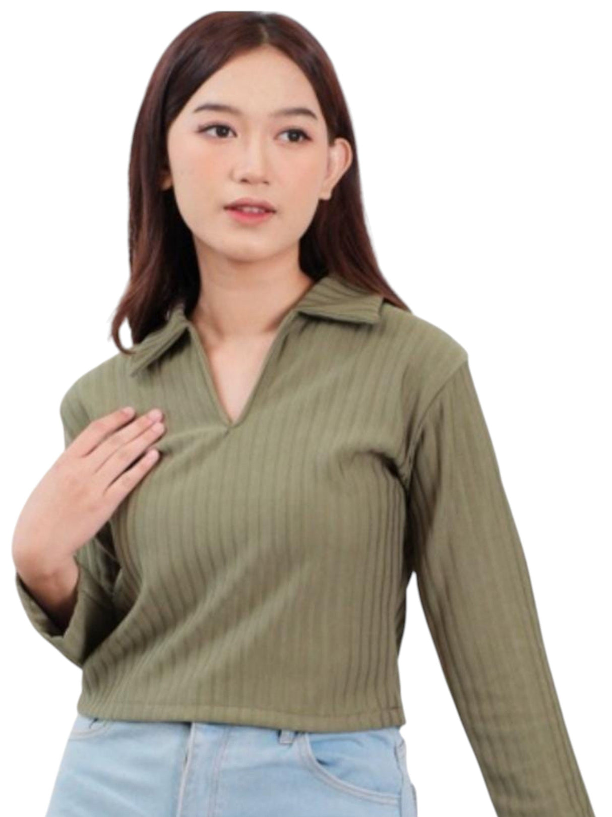 Image for Women's Ribbed Crop Top,Green