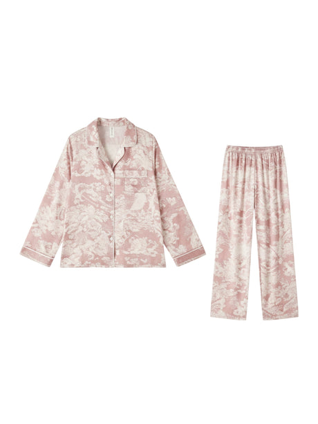 Image for Women's Graphic Pajama Set Chemise&Pant,Pink