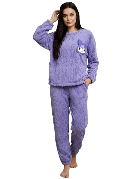 Image for Women's Faux Fur Pajama Set Sweaters&Pant,Purple
