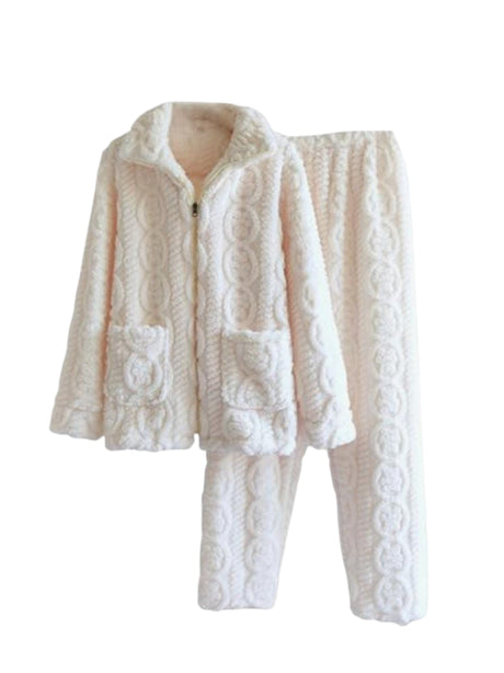 Image for Women's Faux Fur Pajama Set Sweaters&Pant,Cream