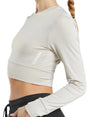 Image for Women's Plain Open Back Crop Top,Beige