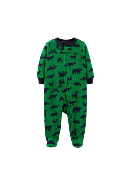 Image for Kids Boy's Printed Velour Jumpsuit,Green