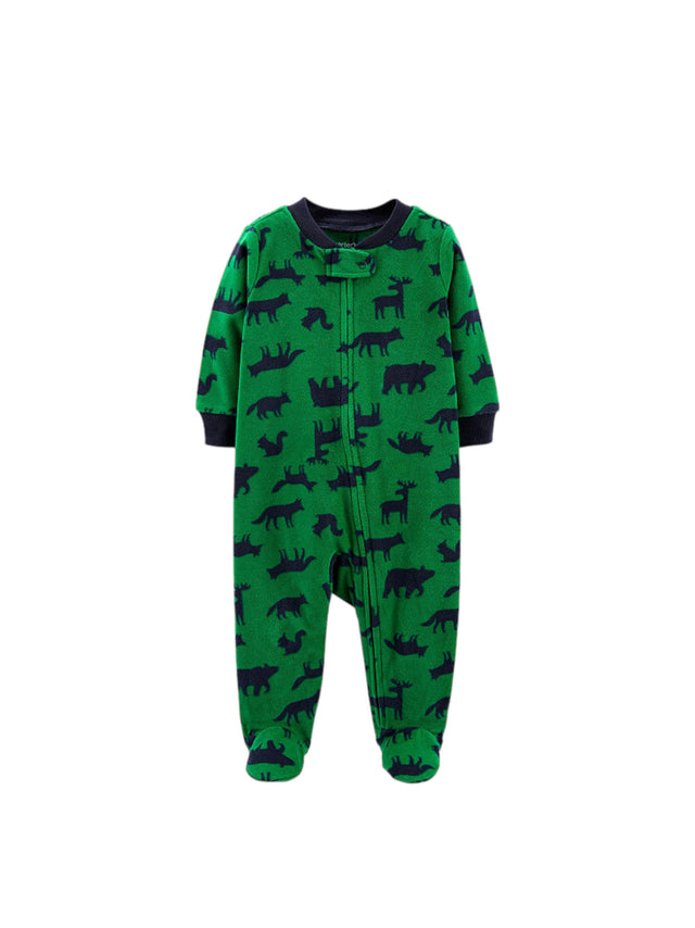 Image for Kids Boy's Printed Velour Jumpsuit,Green