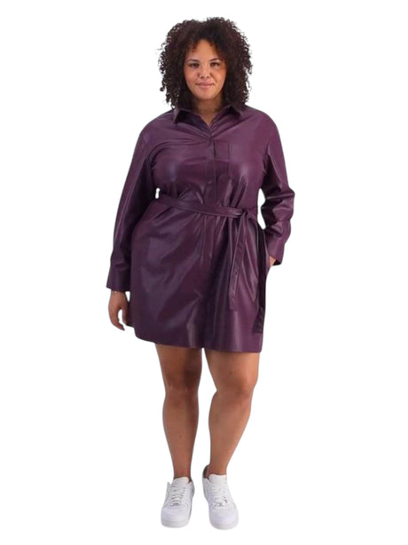 Image for Women's Plain Leather Dress,Mauve