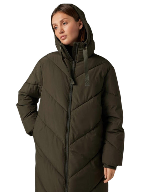 Image for Womne's Quilted Long Jacket,Olive