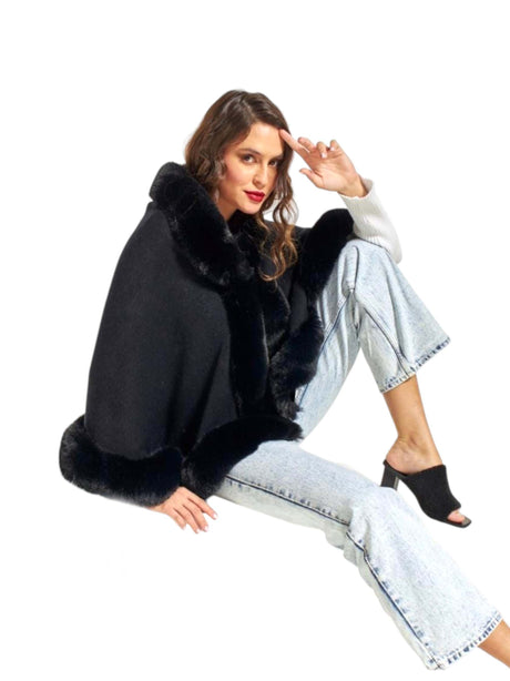 Image for Women's Faux Fur Cardigan,Black