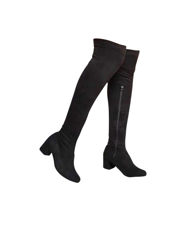 Image for Women's Plain Knee High Ankle Boots Heels,Black
