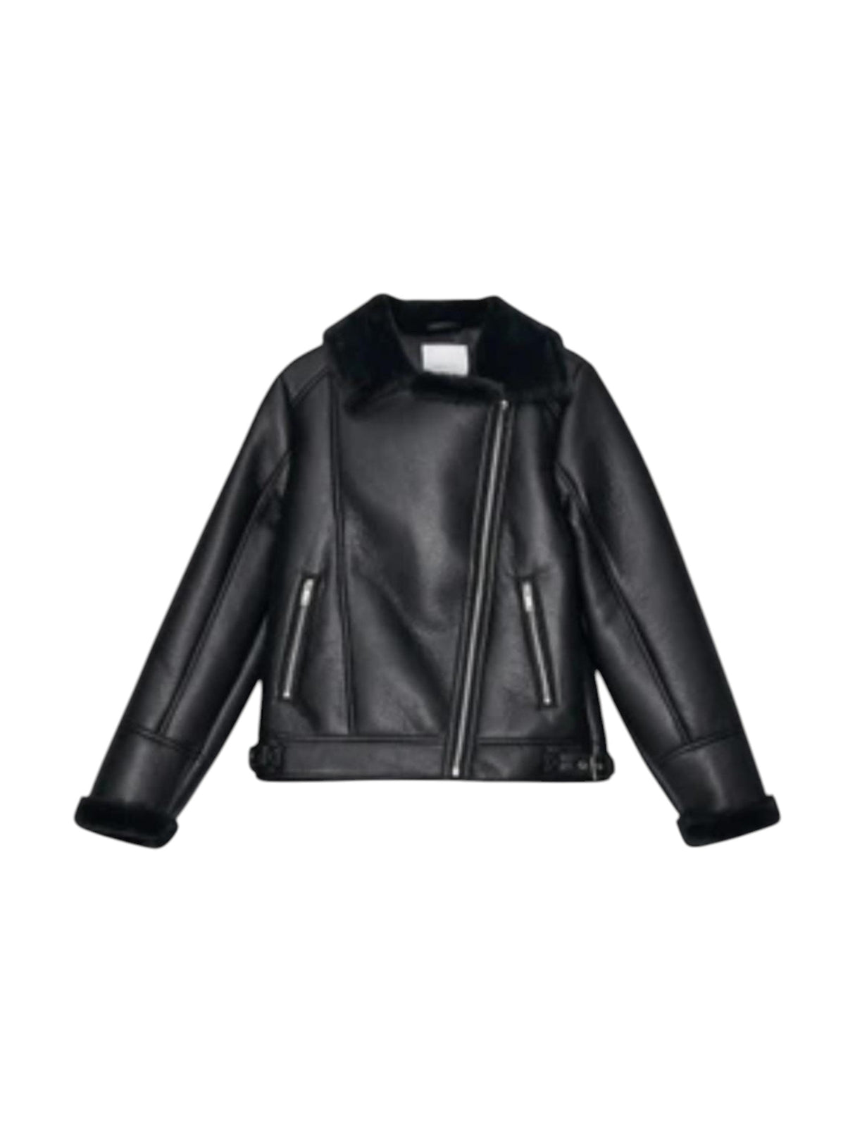 Image for Women's Lined Leather Jacket,Black