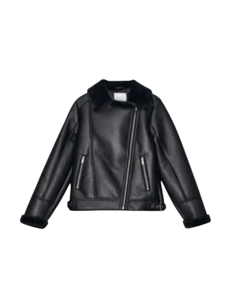 Image for Women's Lined Leather Jacket,Black