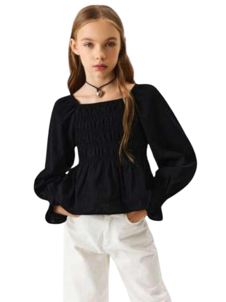 Image for Kids Girl's Ruffled Top,Black