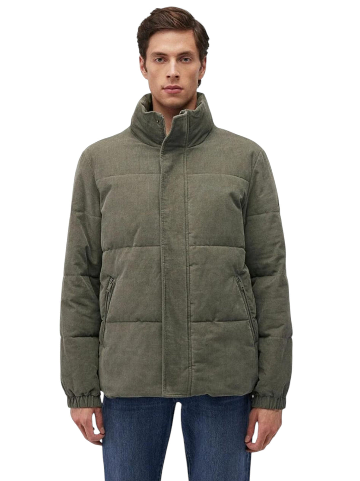 Image for Men's Ribbed Quilted Jacket,Olive