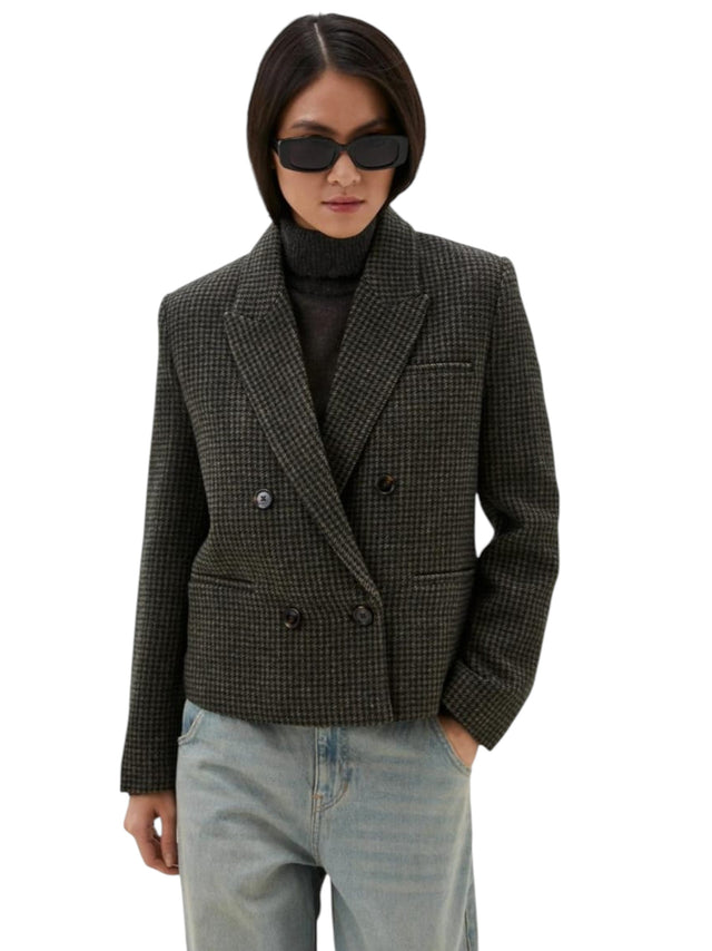 Image for Women's Plaid Blazer,Olive