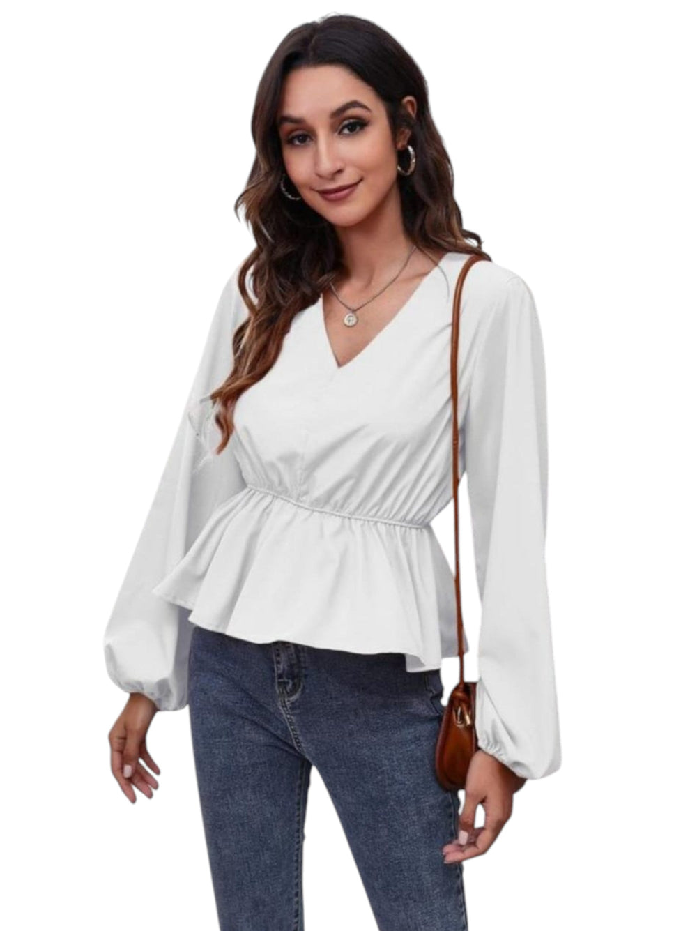 Women's Ruffled Top,White – All Brands Factory Outlet