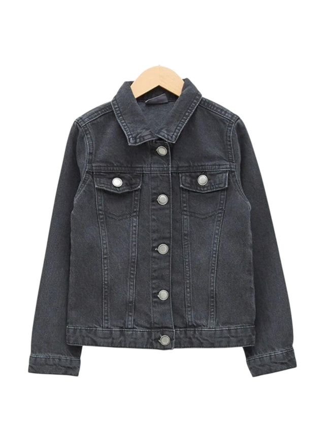 Image for Women's Plain Jeans Jacket,Dark Grey