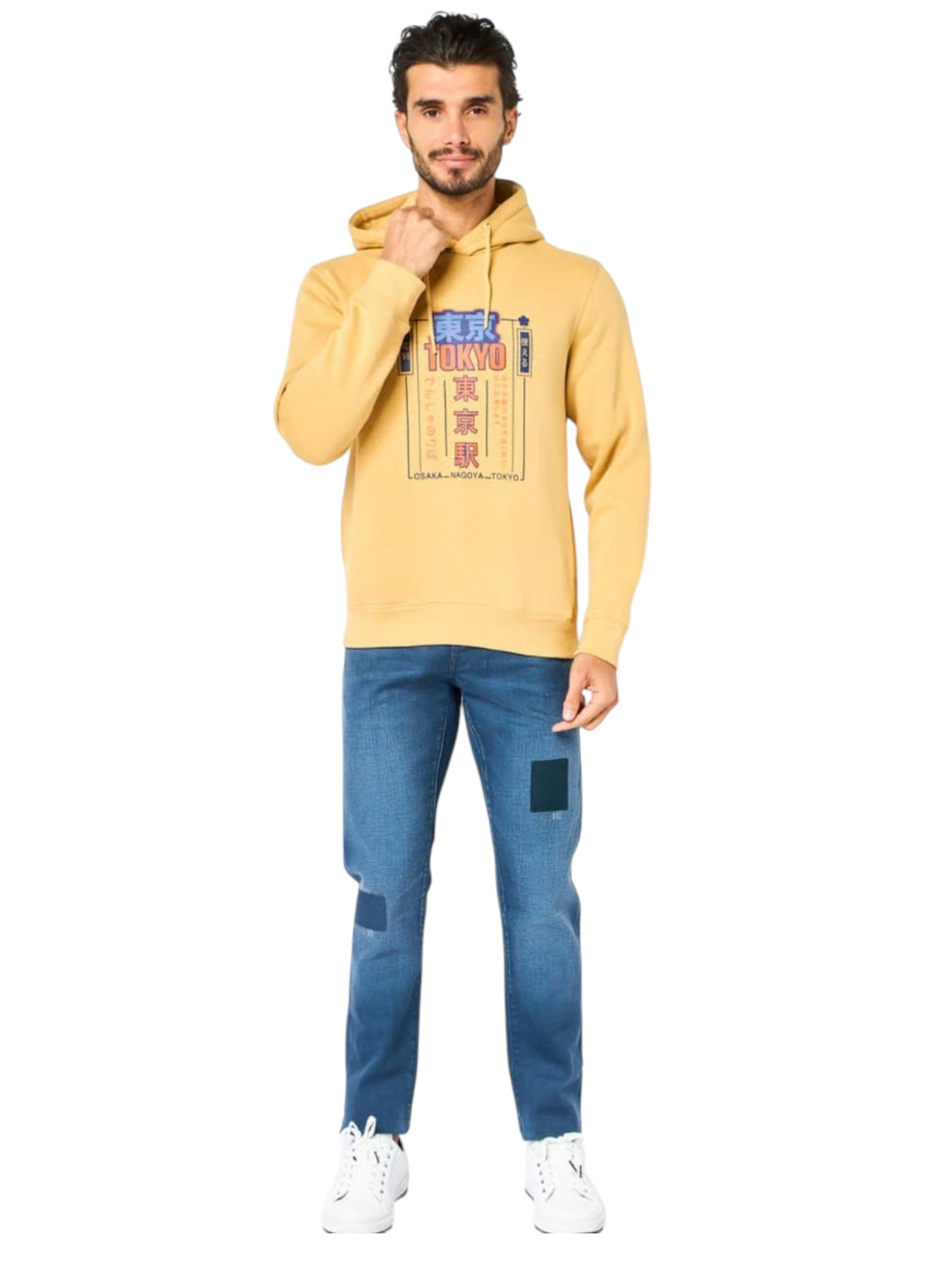 Image for Men's Printed Hoodie,Yellow