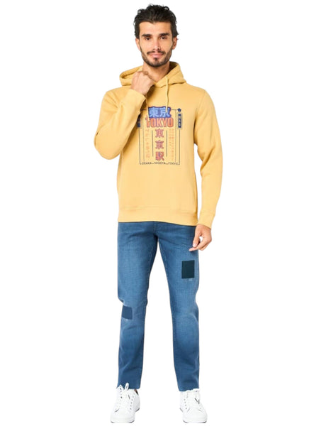 Image for Men's Printed Hoodie,Yellow