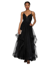 Image for Women's Ruffled Open Back Dress,Bkack