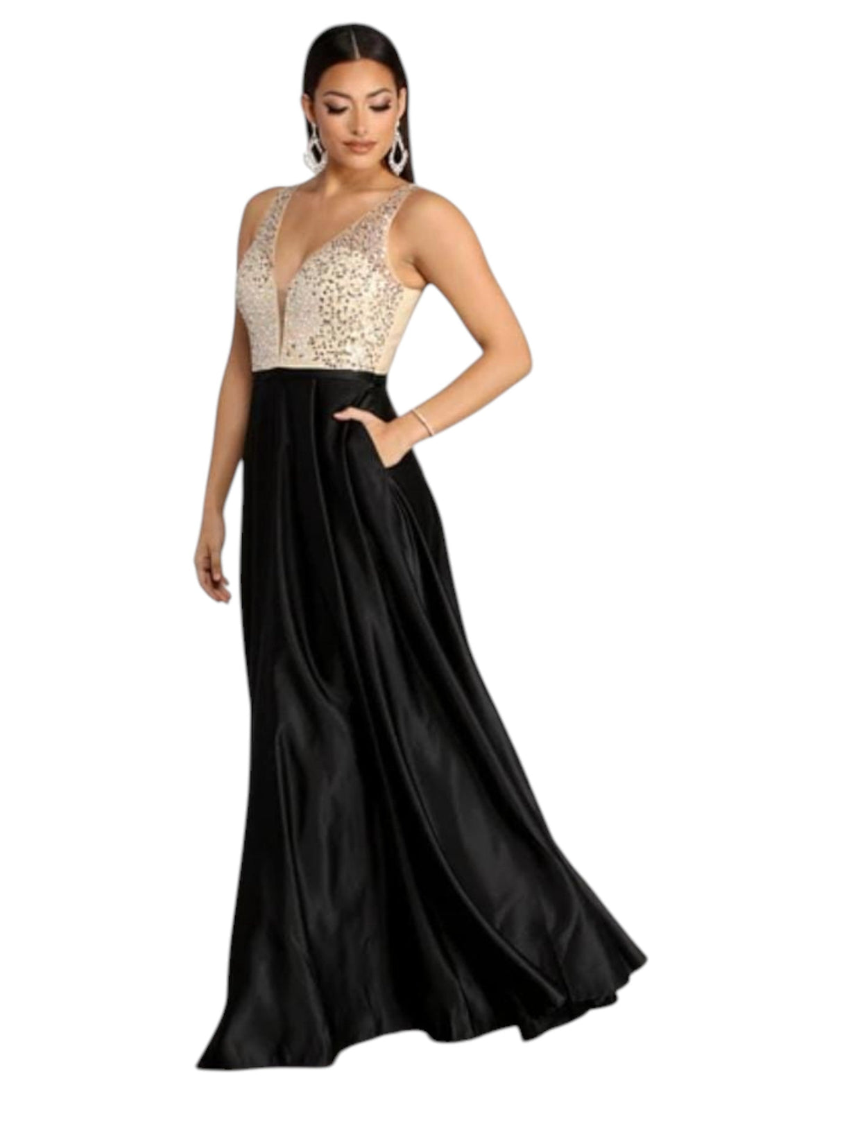Image for Women's Rhinestones Dress,Black