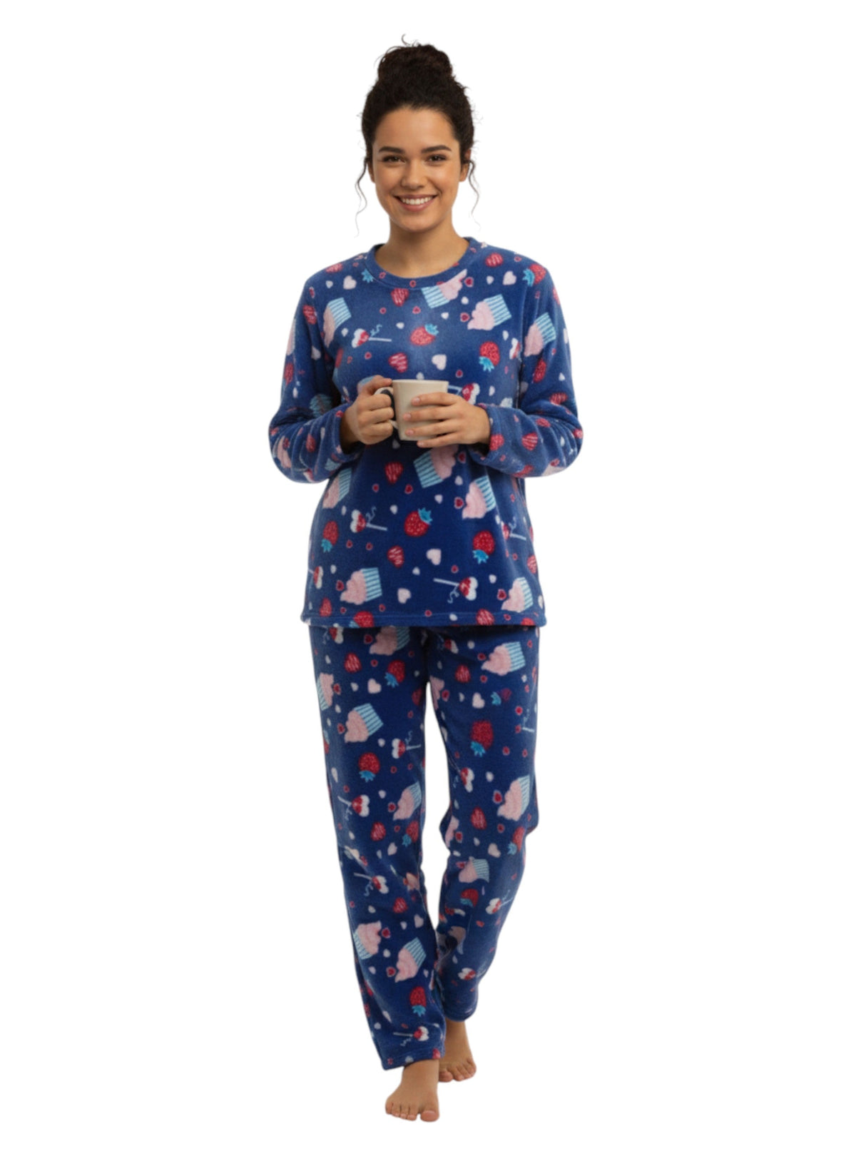 Image for Women's Faux Fur Printed Pajama Set Sweaters&Pant,Blue