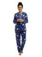 Image for Women's Faux Fur Printed Pajama Set Sweaters&Pant,Blue