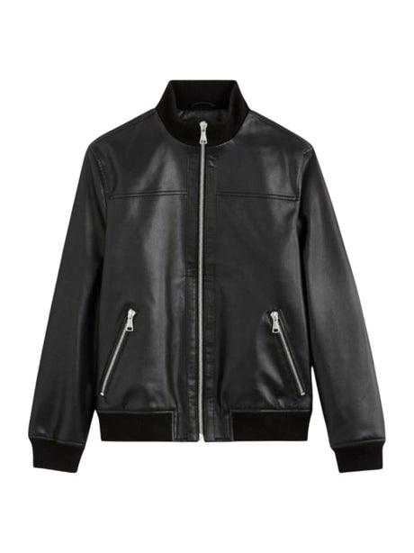 Image for Men's Pain Leather Jacket,Black