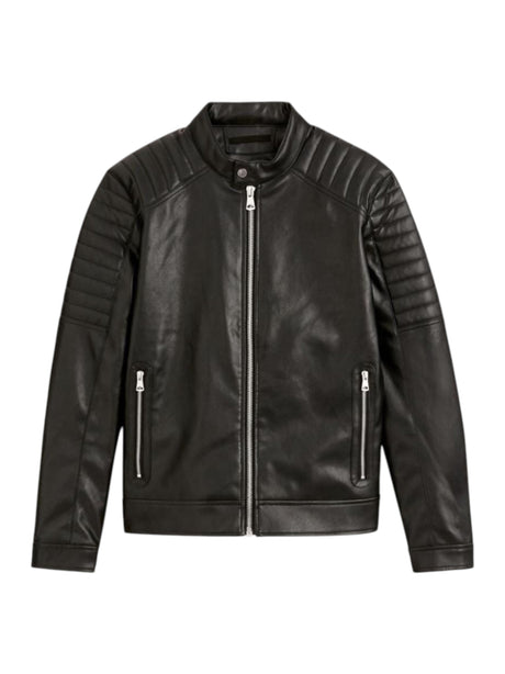 Image for Men's Plain Leather Jacket,Black