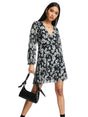 Image for Women's Floral Printed Ruffled Dress,Black