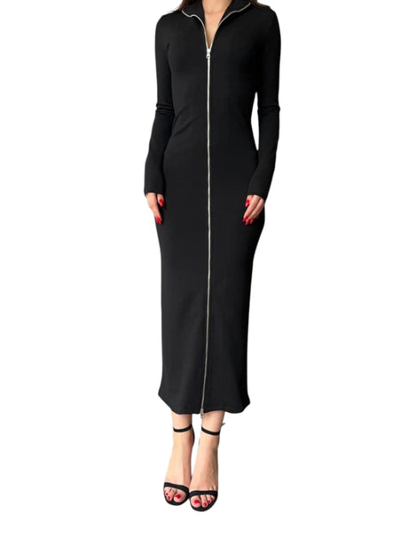 Image for Women's Ribbed Knitted Dress,Black