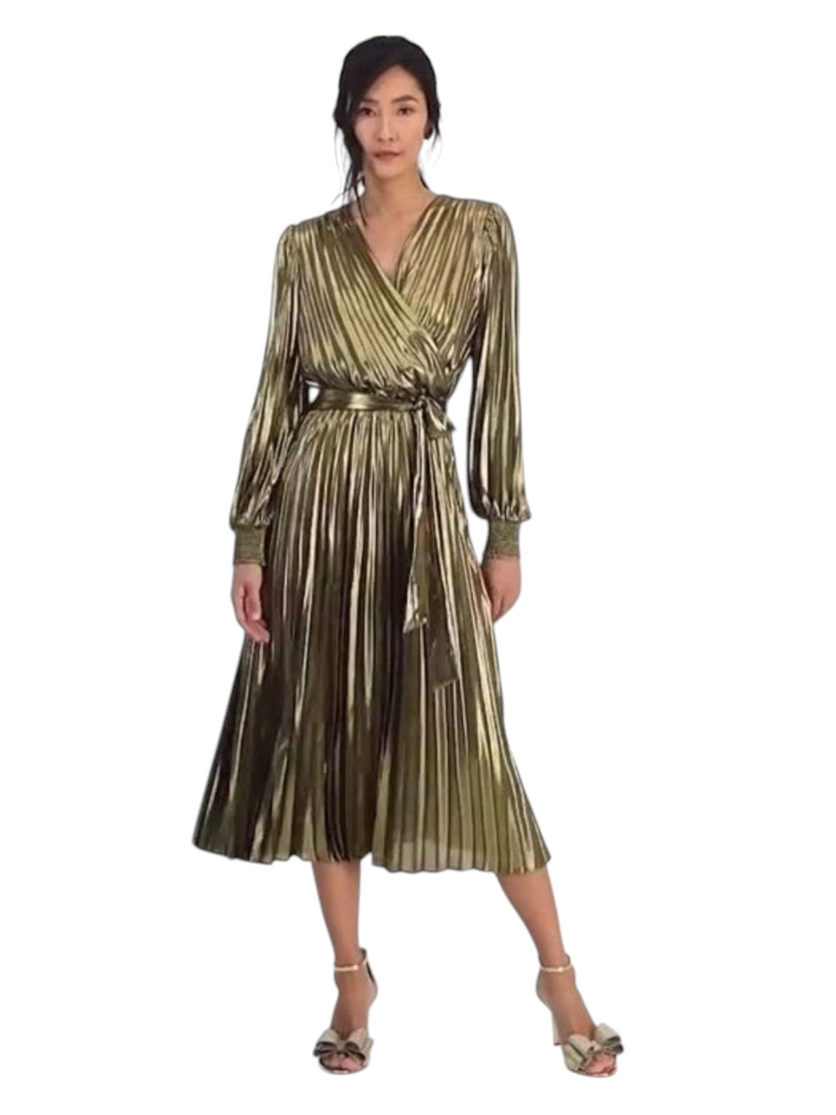 Image for Women's Shiny Ruffled Dress,Gold