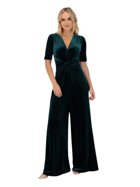 Image for Women's Plain Velour Jumpsuit,Olive