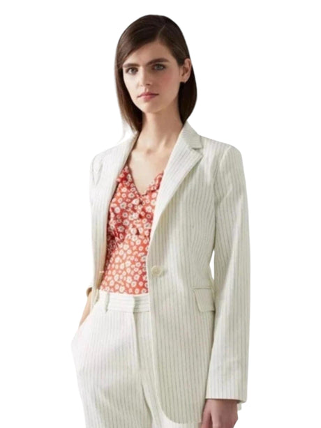 Image for Women's Striped Blazer,Cream