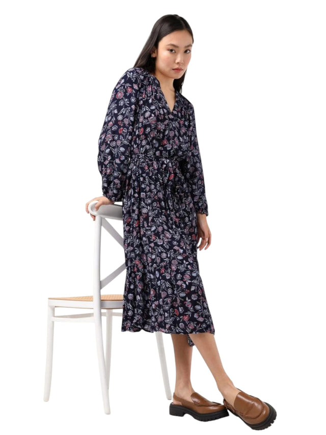 Image for Women's Floral Printed Dress,Navy