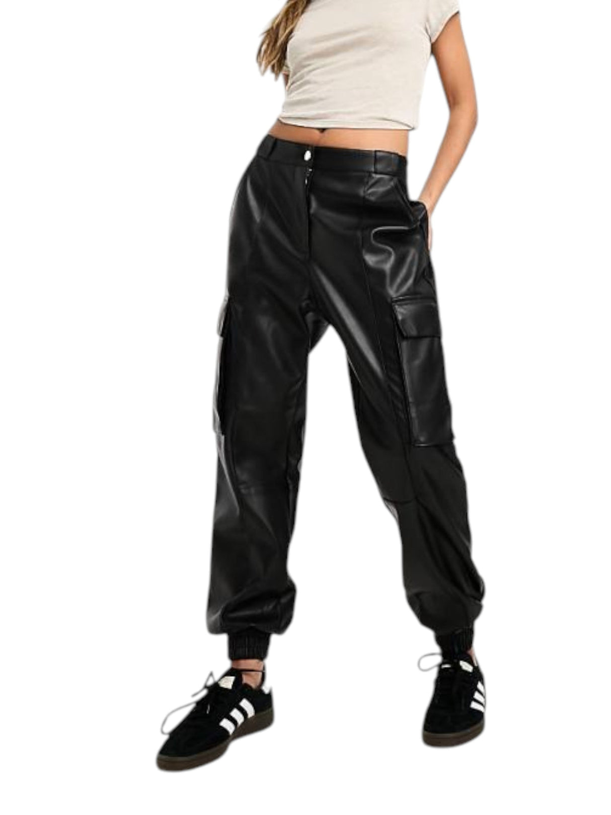 Image for Women's Plain Leather Pant,Black