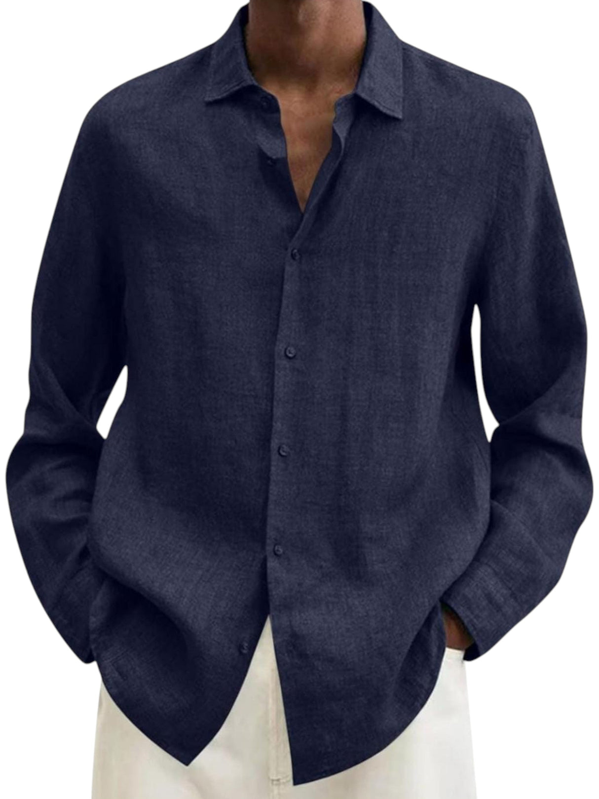 Image for Men's Plain Dress Shirt,Navy
