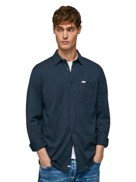 Image for Men's Knitted Dress Shirt,Navy