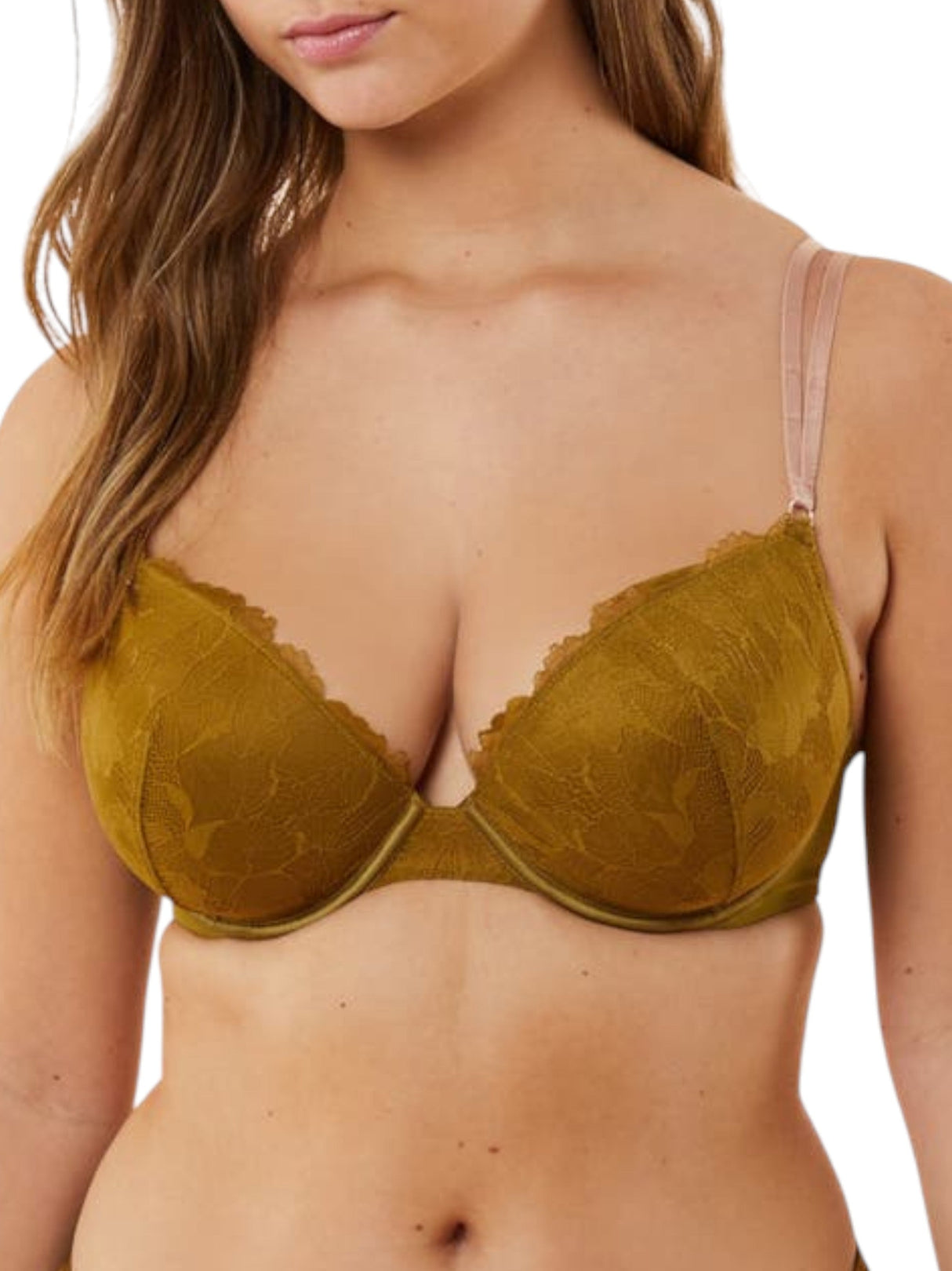 Image for Women's Lace Trim Bra,Olive