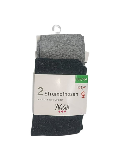 Image for Kids Girl's Shiny Tights Set 2Pieces,Black/Grey