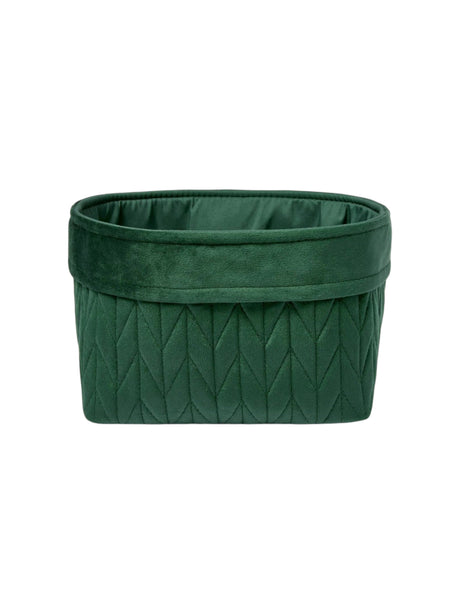 Image for Quilted Velvet Basket Green