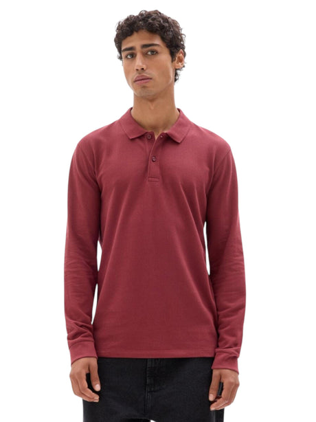 Image for Men's Knitted Polo Shirt,Burgundy