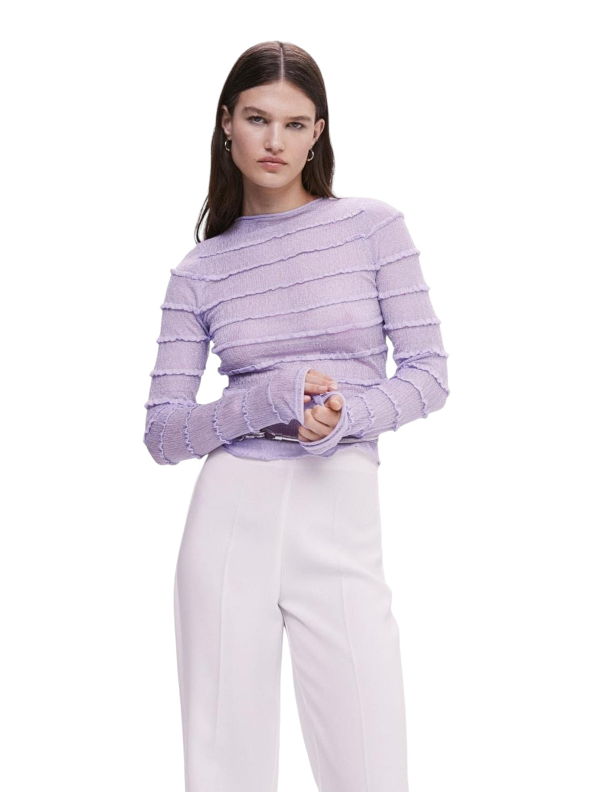 Image for Women's Knitted Mesh Top,Purple