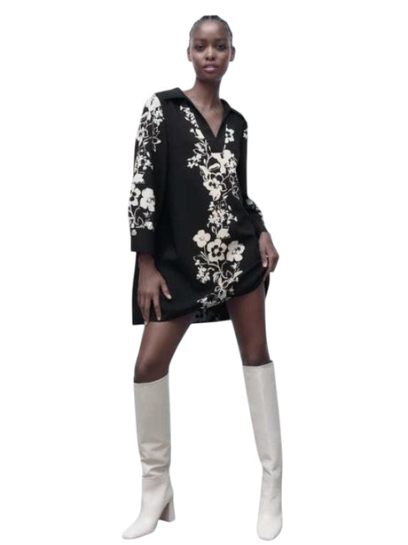 Image for Women's Floral Printed Dress,Black