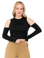 Image for Women's Plain Cold Shoulders Top,Black