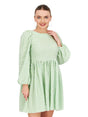 Image for Women's Plaid Open Back Dress,Light Green