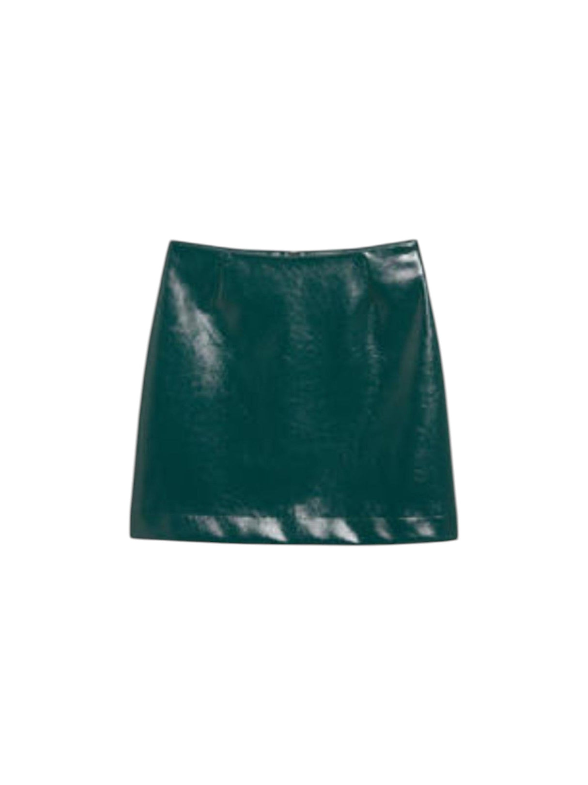 Image for Women's Plain Solid Leather Skirt,Dark Green