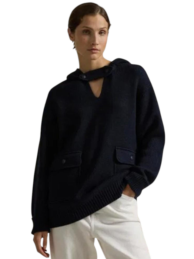Image for Women's Knitted Hoodie,Navy
