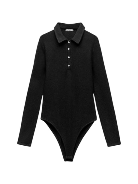 Image for Women's Knitted Bodysuit,Black