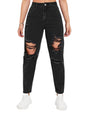 Image for Women's Ripped Washed Jeans,Black