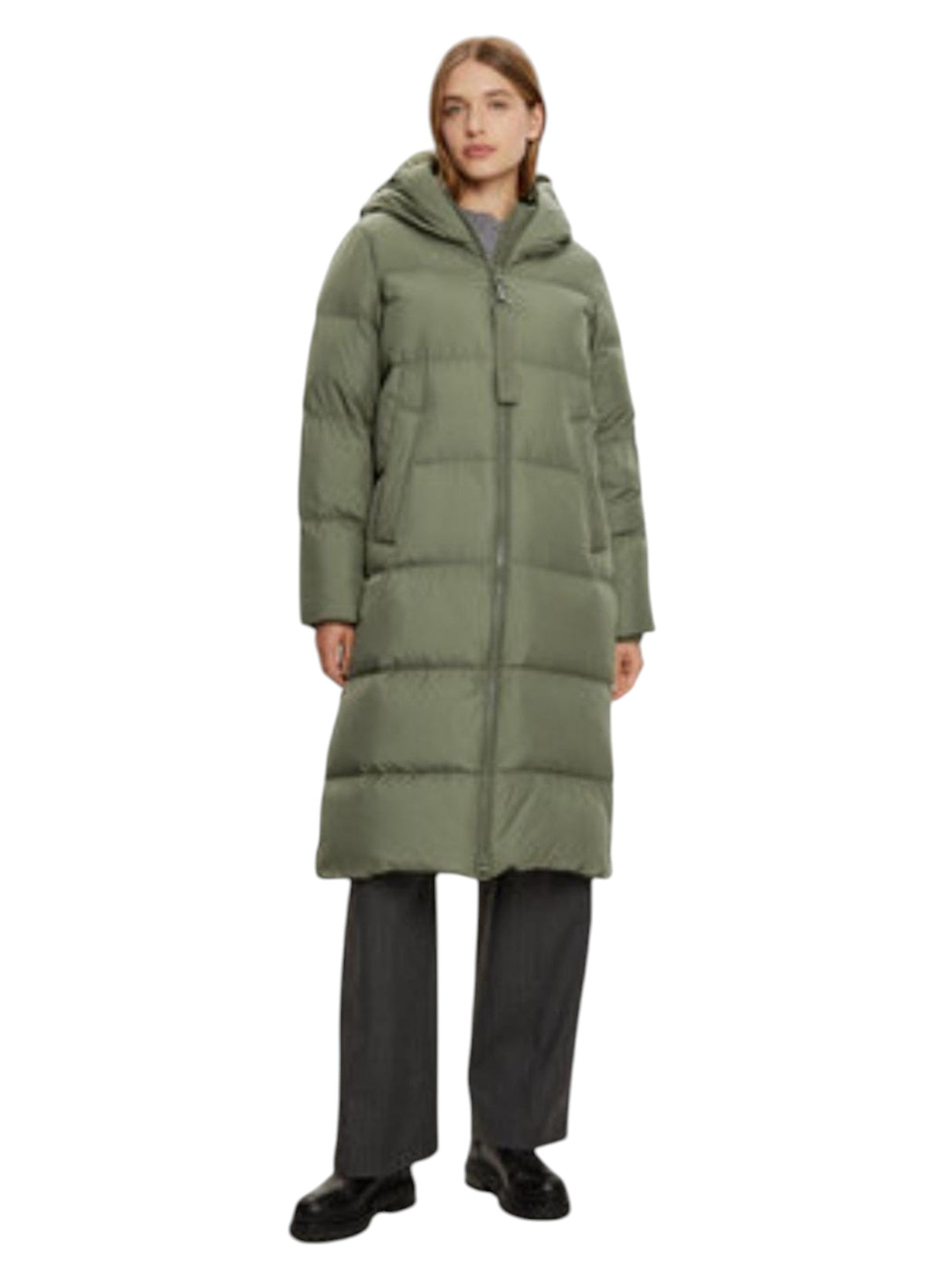 Image for Women's Quilted Long Jacket,Olive